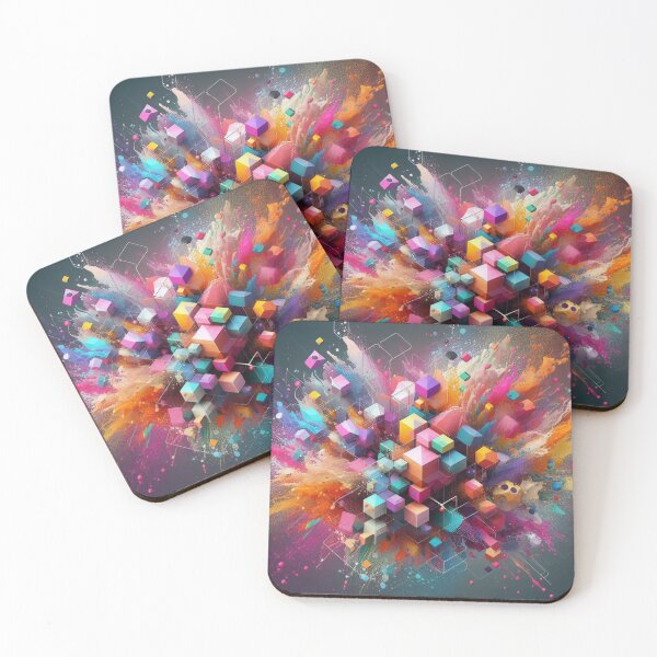 Item preview, Colorful splashes of paint-geometric-abstract art-3d digital art designed and sold by erkabees.
