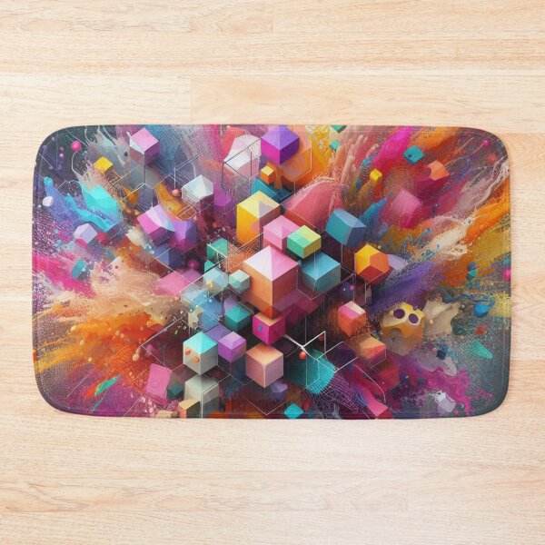 Item preview, Colorful splashes of paint-geometric-abstract art-3d digital art designed and sold by erkabees.