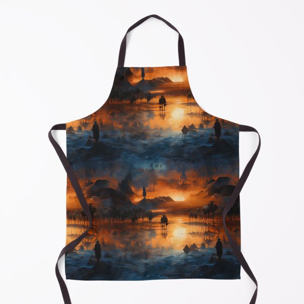 Item preview, Orientalist Mirage: Desert Caravan Silhouettes Amid Golden Sands and Azure Skyline designed and sold by polonuim210.