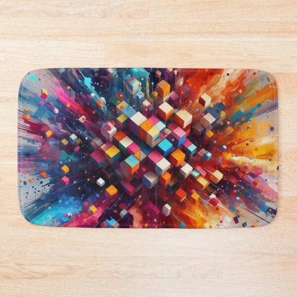 Item preview, Colorful splashes of paint-geometric-abstract art-3d digital art designed and sold by erkabees.