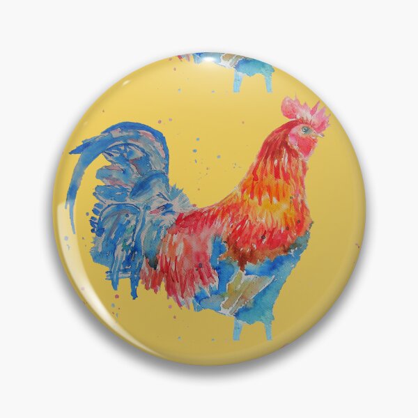 Item preview, Rooster Chicken Watercolor Painting on Yellow designed and sold by Sarah  Rajkotwala.