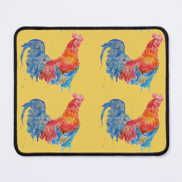 Item preview, Rooster Chicken Watercolor Painting on Yellow designed and sold by Sarah Rajkotwala.