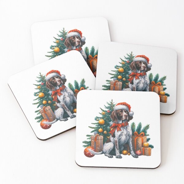 Item preview, German Shorthaired Pointer Christmas Scene - Braque Francais Christmas Painting - GSP designed and sold by Star-Fragment.