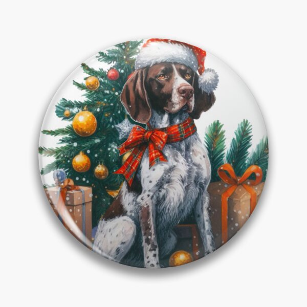 Item preview, German Shorthaired Pointer Christmas Scene - Braque Francais Christmas Painting - GSP designed and sold by Star-Fragment.