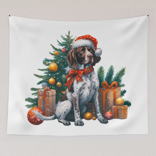 Item preview, German Shorthaired Pointer Christmas Scene - Braque Francais Christmas Painting - GSP designed and sold by Star-Fragment.