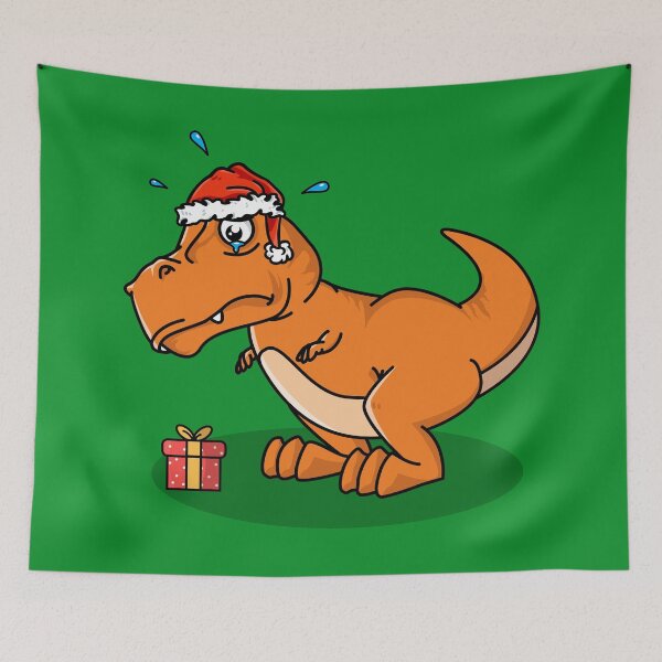 Item preview, Christmas T-rex Dinosaur can't open X-mas gifts  designed and sold by messy-nessie.