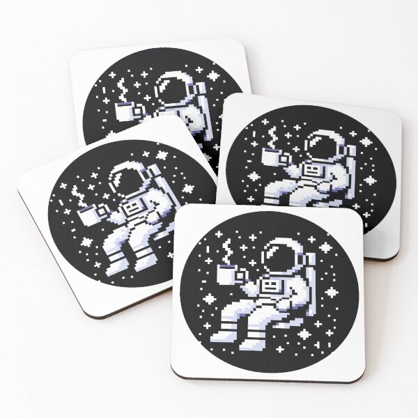 Item preview, Astronaut Sipping Coffee in the Cosmic Universe 8-Bit Pixel  designed and sold by PixelPunkster.