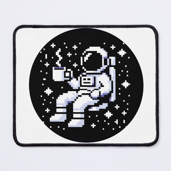 Item preview, Astronaut Sipping Coffee in the Cosmic Universe 8-Bit Pixel designed and sold by PixelPunkster.