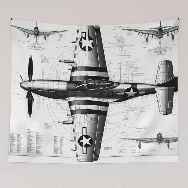 Item preview, Mustang P51 Plane Blueprint designed and sold by ClassicRetroism.