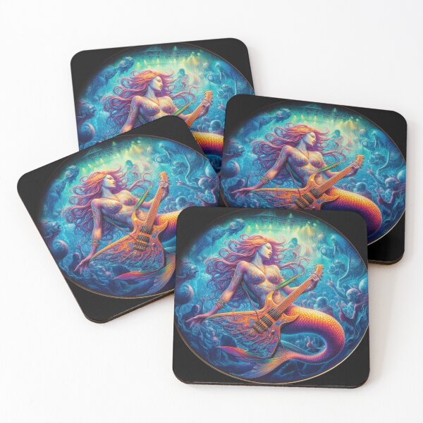 Item preview, Mermaid playing guitar designed and sold by NeonNestAppr.