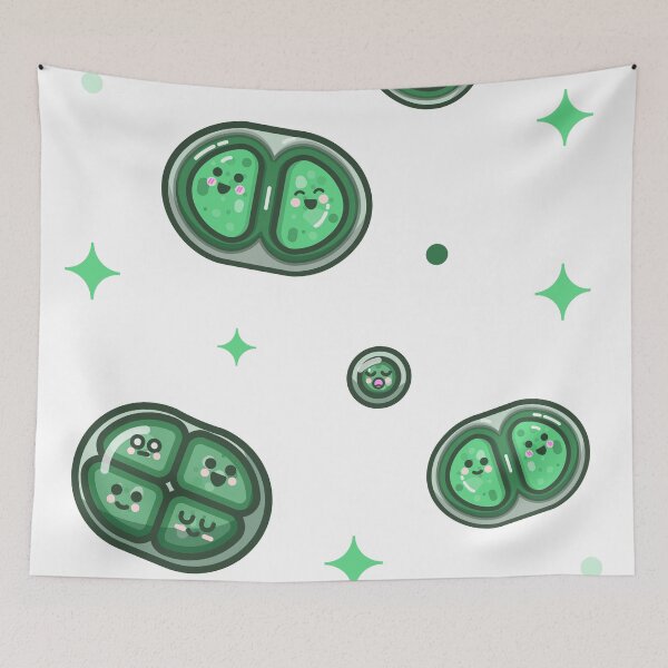 Item preview, Cyanobacteria cute cartoon, Chroococcus, Blue-green algae art, Microalgae drawing designed and sold by thurakitdew.