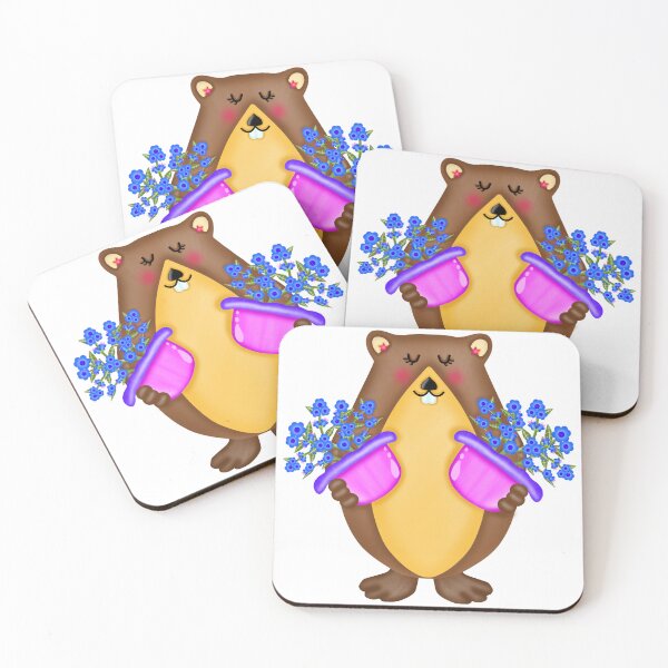 Item preview, Cute groundhog carries blue flowers.  designed and sold by Onanong2531.