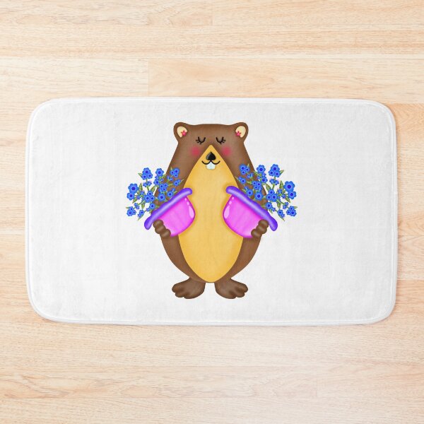 Item preview, Cute groundhog carries blue flowers.  designed and sold by Onanong2531.