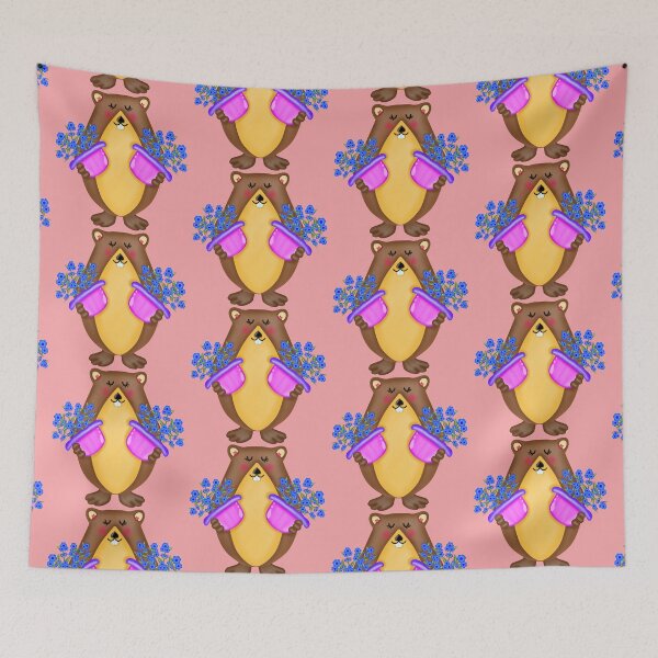 Item preview, Cute groundhog carries blue flowers.  designed and sold by Onanong2531.