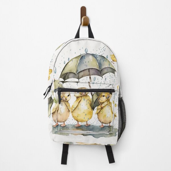 Item preview, Whimsical Ducklings Dancing in Rain Puddles Watercolor designed and sold by PaintbrushPlace.