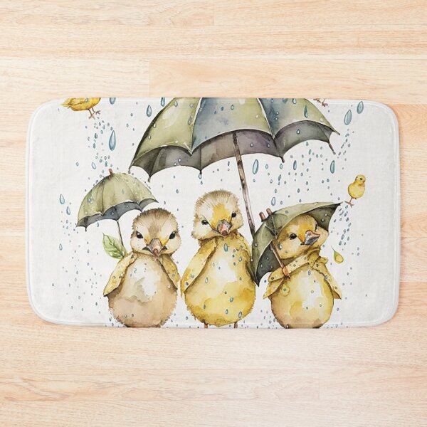 Item preview, Whimsical Ducklings Dancing in Rain Puddles Watercolor designed and sold by PaintbrushPlace.
