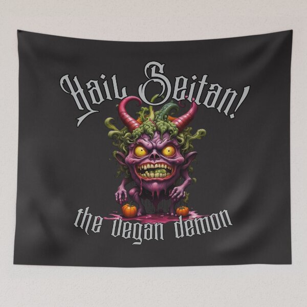Item preview, Hail Seitan! the vegan demon designed and sold by Robot Fight Club Apparel.