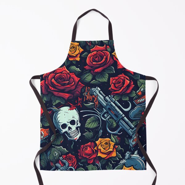 Item preview, Roses and Revolvers Dark Floral Pattern designed and sold by inkArtistryfine.