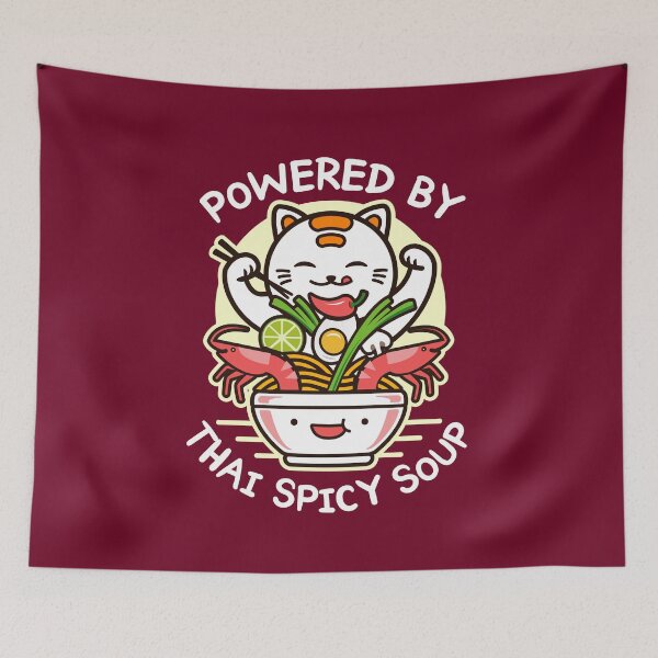 Item preview, Funny Thai Spicy Soup Cat - Kawaii Love Thai Asian Food Tom Yum designed and sold by propellerhead.