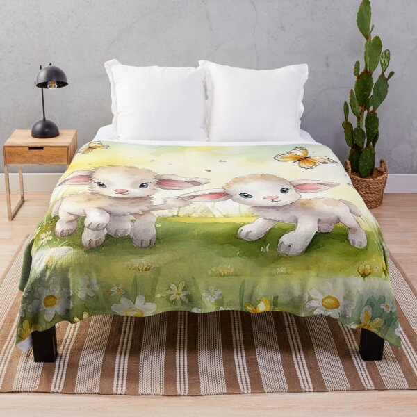 Item preview, Lively Lamb Playtime in Daisy-Filled Meadow Watercolor designed and sold by PaintbrushPlace.