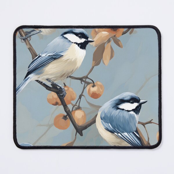 Item preview, Charming Blue Tit Birds on Peach Branches Pattern designed and sold by inkArtistryfine.