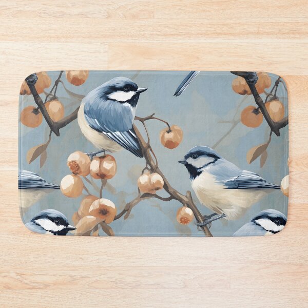 Item preview, Charming Blue Tit Birds on Peach Branches Pattern designed and sold by inkArtistryfine.