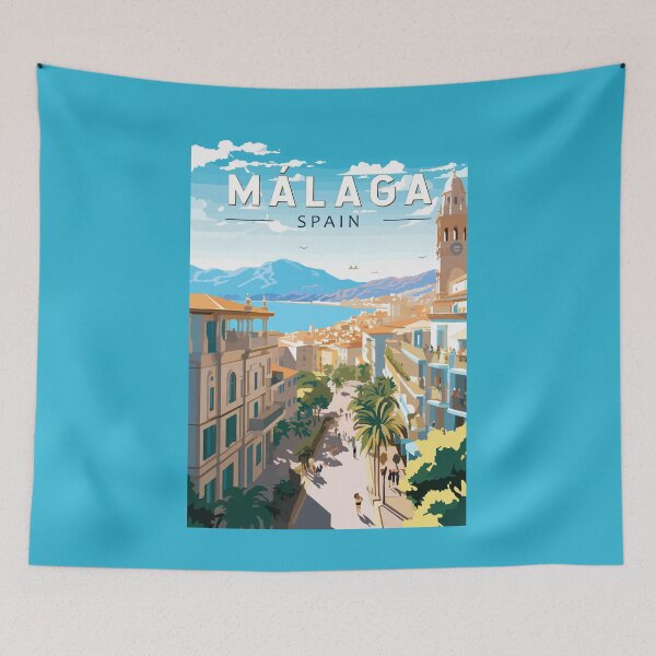 Item preview, Malaga Spain Travel Art Vintage designed and sold by KrisSidDesigns.