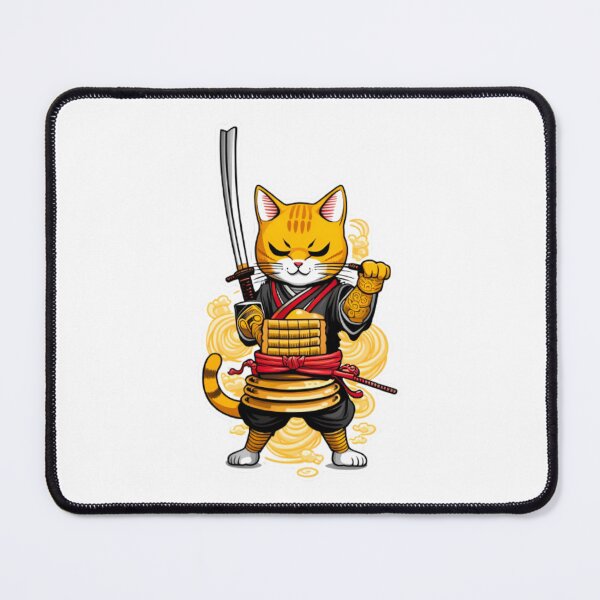Item preview, Samurai Neko ginger cat japan with ramen designed and sold by KorArtStudio.