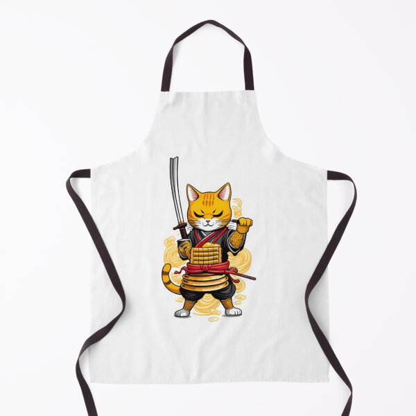 Item preview, Samurai Neko ginger cat japan with ramen designed and sold by KorArtStudio.