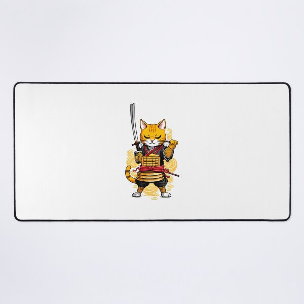 Item preview, Samurai Neko ginger cat japan with ramen designed and sold by KorArtStudio.
