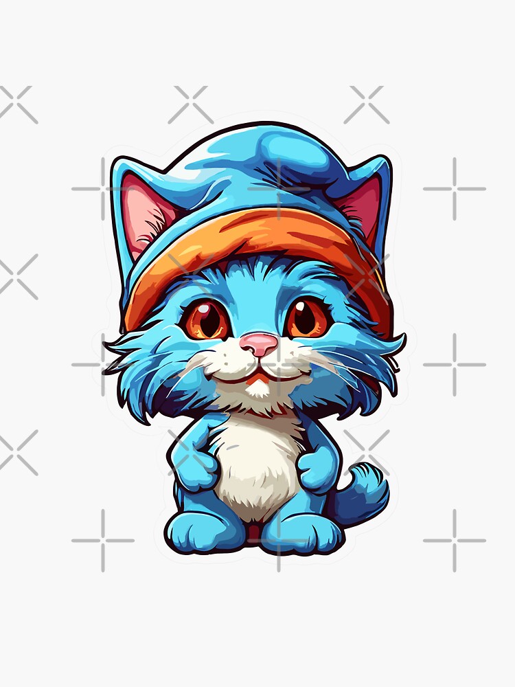  Sticker Cat Meme Blue Smurf Waterproof Sticker Label