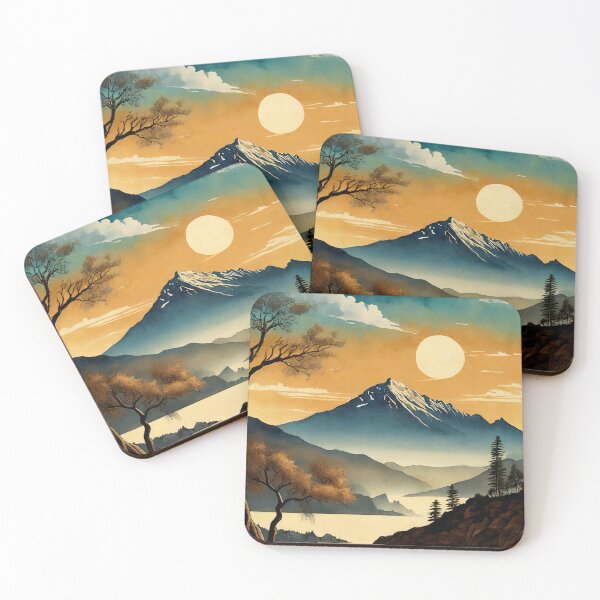 Item preview, Landscape art mountains river at sunset designed and sold by Jubjangm3.