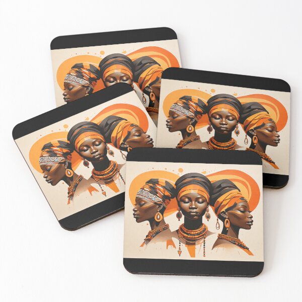 Item preview, Three african women with orange headscarves designed and sold by Mechanical-Artt.