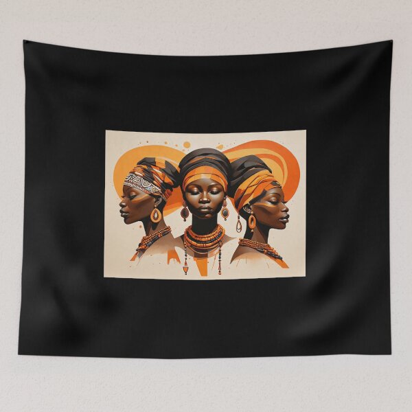 Item preview, Three african women with orange headscarves designed and sold by Mechanical-Artt.