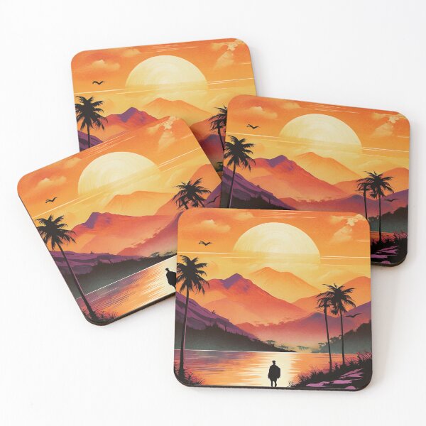 Item preview, Landscape art mountains river at sunset designed and sold by Jubjangm3.