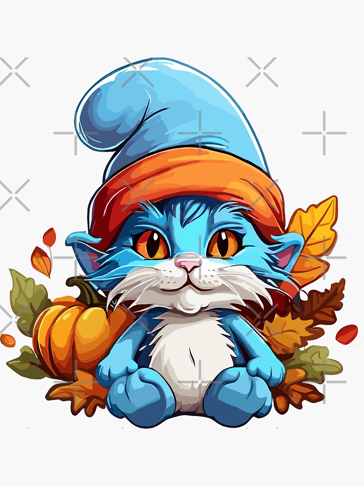  Sticker Cat Meme Blue Smurf Waterproof Sticker Label