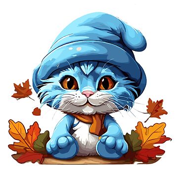  Sticker Cat Meme Blue Smurf Waterproof Sticker Label