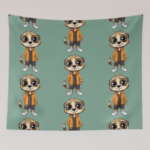 Item preview, Cute Meerkat in a Hoodie (Green) designed and sold by vasetti-press.