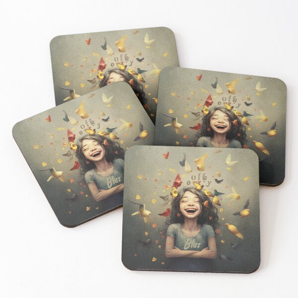 Item preview, Joyful Bliss of Childhood with Colorful Birds Artwork designed and sold by inkArtistryfine.
