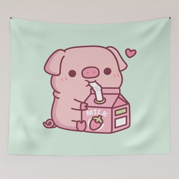 Item preview, Cute Little Pig Loves Strawberry Milk designed and sold by rustydoodle.