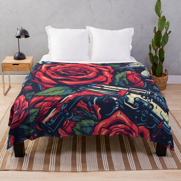 Item preview, Roses and Firearms Bold Contrast Artwork designed and sold by inkArtistryfine.