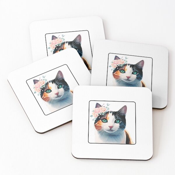 Item preview, Floral kitty designed and sold by Ehrstudiollc.