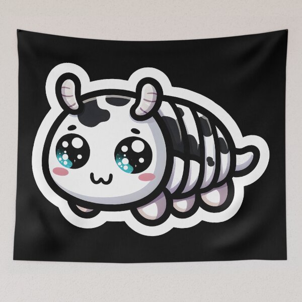 Item preview, Dairy cow isopod cute kawai black and white designed and sold by ChataMaroon.