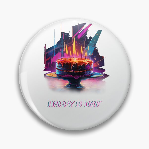 Item preview, Happy B-Day Futuristic Neon Wishes designed and sold by spookycutepeeps.