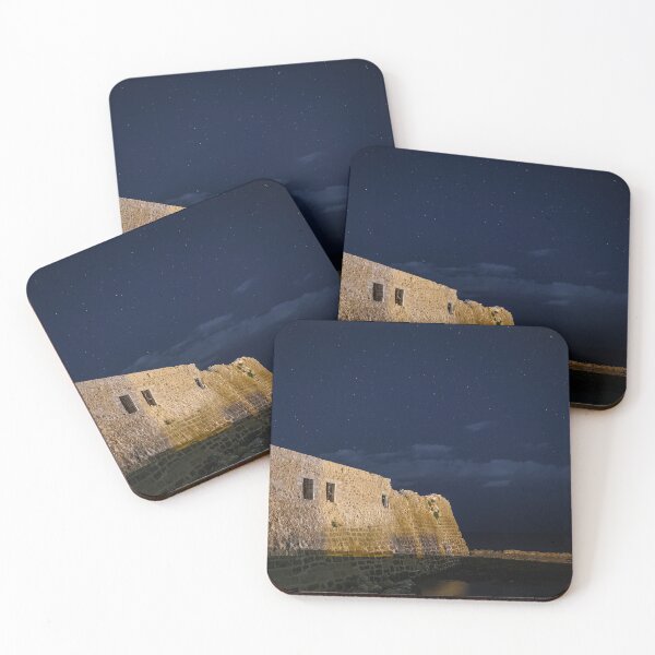 Item preview, A stone building with windows at night designed and sold by Tasos Karamalakis.