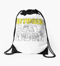 Tattooed Cat Mom For Cat Mama With Tattoos Drawstring Bag