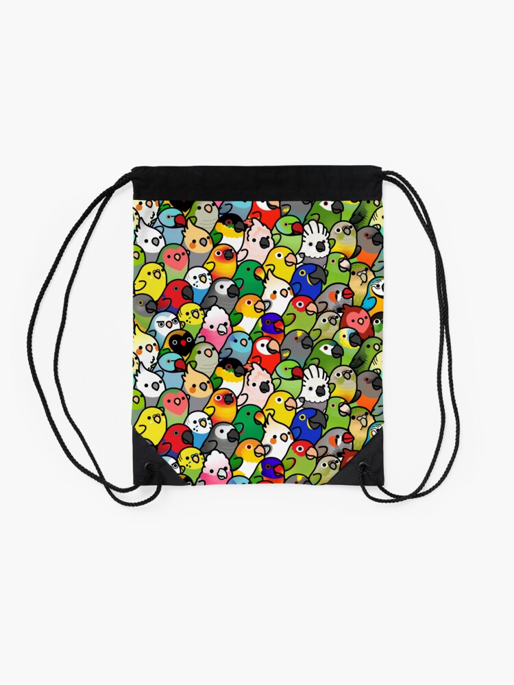 Thumbnail 2 of 3, Drawstring Bag, Everybirdy Pattern 2023 designed and sold by birdhism.