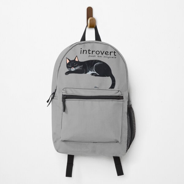 Item preview, Just Be Myself, Funny Introvert Sleeping Black Cat designed and sold by GirlGlowGraphic.