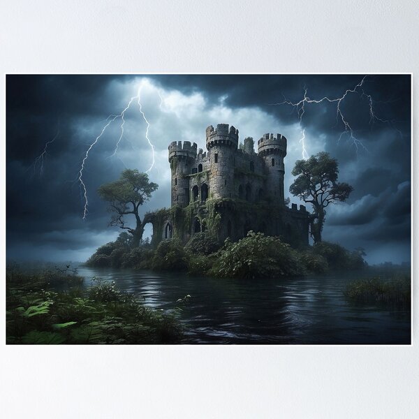 Item preview, Fantasy Castle Ruins in the Swamp. designed and sold by nyathiwa.