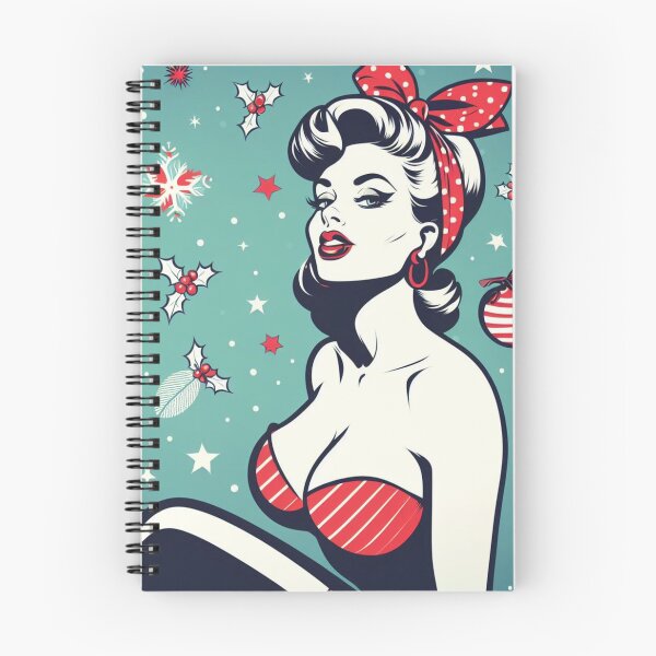 Item preview, Hot Christmas Rockabilly Babe Xmas Holiday Psychobilly Red White Aqua Blue Polka Dots Mistletoe  designed and sold by CoffeeIsATrip.